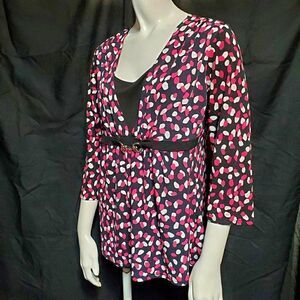 Notations Black, Pink, & White Blouse (M)